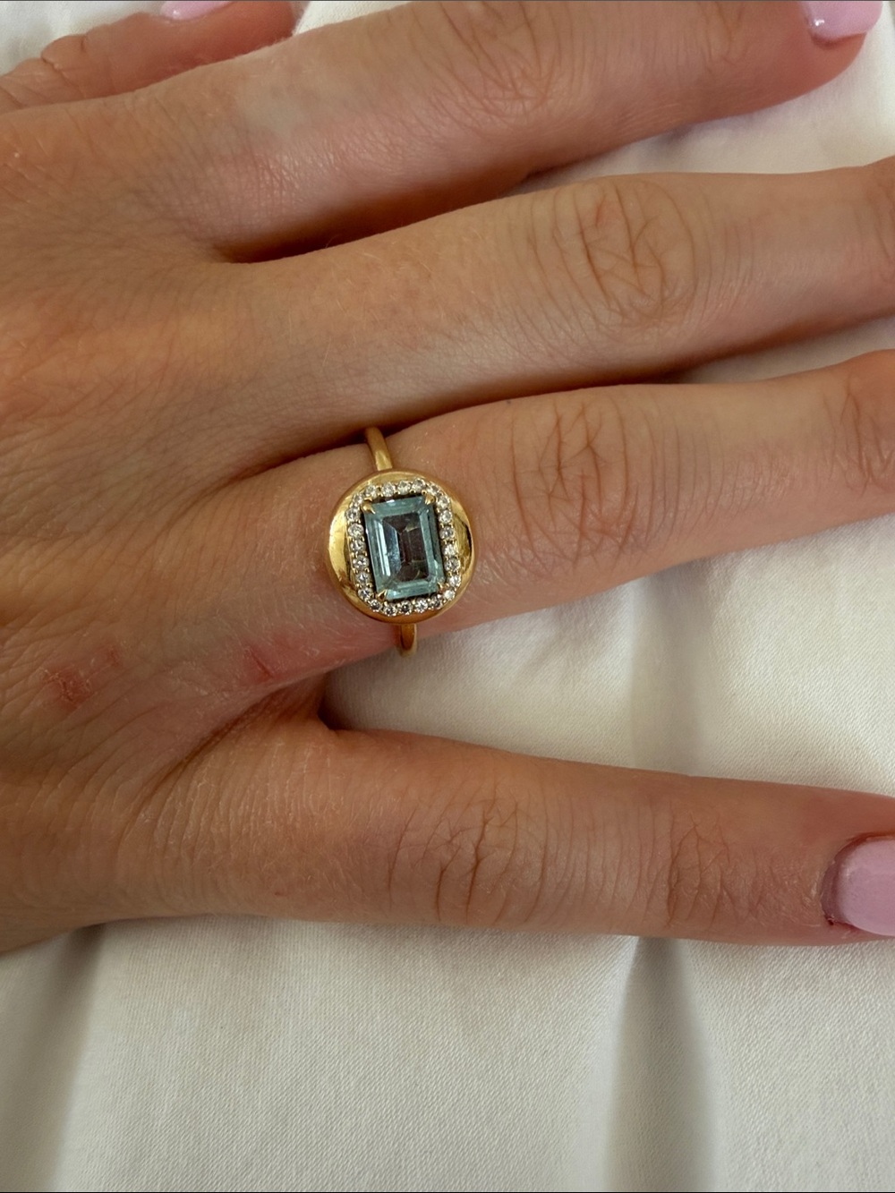 Stephanie Gottlieb Mini Candy Button Ring Topaz Size 7